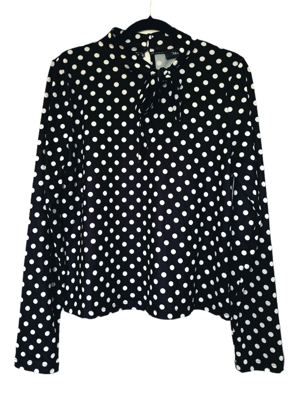 ModCloth Black & White Polka Dot Posh Play Top with Tie-Neck Scarf